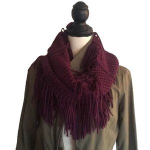 Burgundy Fringe Infinity Scarf